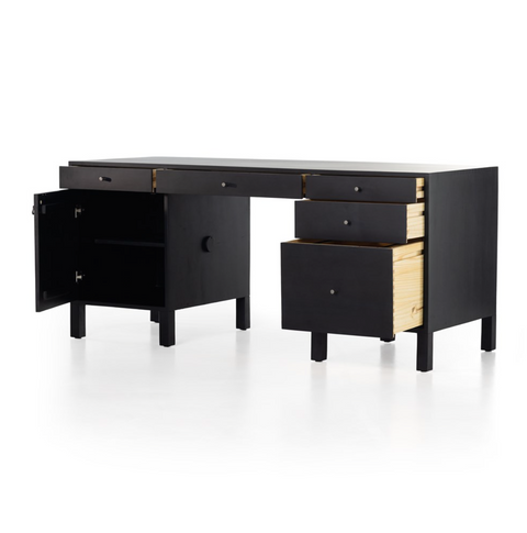 Isador Executive Desk-Black Wash Poplar