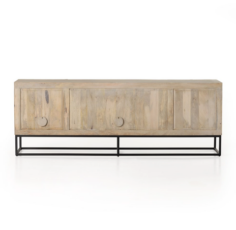 Kelby Media Console-Light Wash Carved