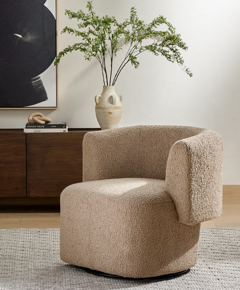 Tybalt Swivel Chair - Sheepskin Camel