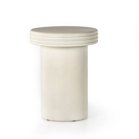 Grecia Outdoor End Table - White Concrete