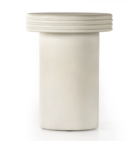 Grecia Outdoor End Table - White Concrete