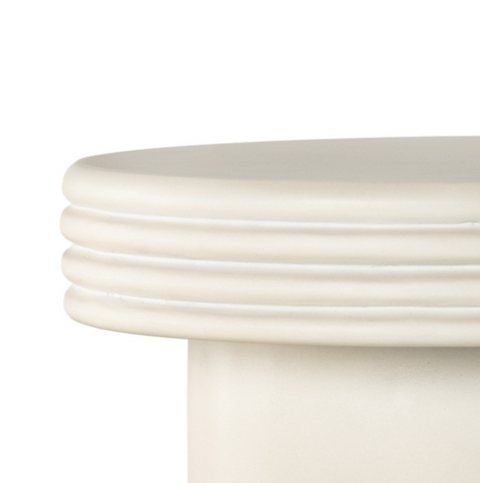 Grecia Outdoor End Table - White Concrete