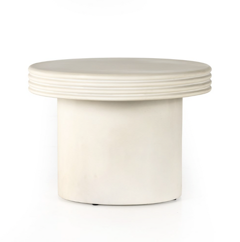 Grecia Outdoor End Table - White Concrete