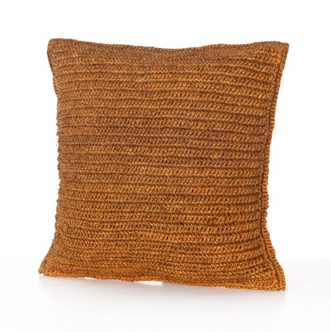 Woven Palm Pillow - Rust Palm Leaf