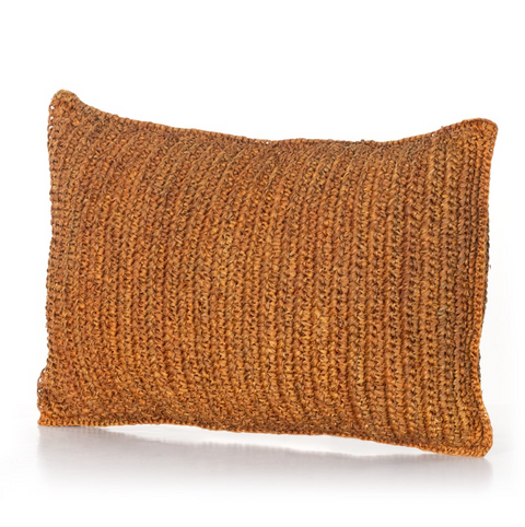 Woven Palm Pillow - Rust Palm Leaf