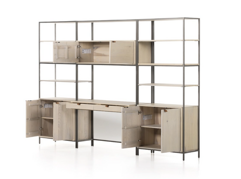 Trey Modular Wall-2 Bookcase-Dove Poplar