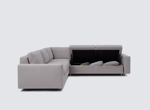 Reva 3Pc Sectional Sleeper Sofa with Storage Loveseat - Fabric