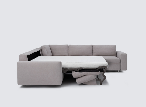 Reva 3Pc Sectional Sleeper Sofa with Storage Loveseat - Fabric