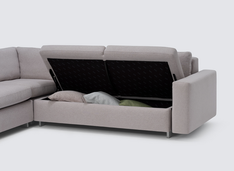 Reva 3Pc Sectional Sleeper Sofa with Storage Loveseat - Fabric