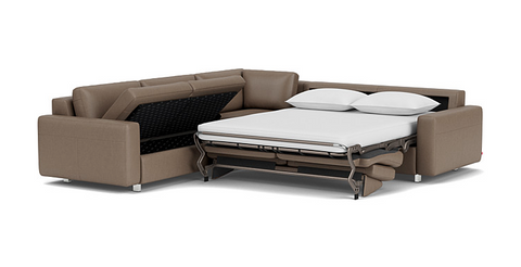 Reva 3Pc Sectional Sleeper Sofa with Storage Loveseat - Leather