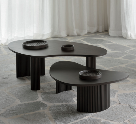 Boomerang coffee table, 49.5"-Mahogany Dark Brown