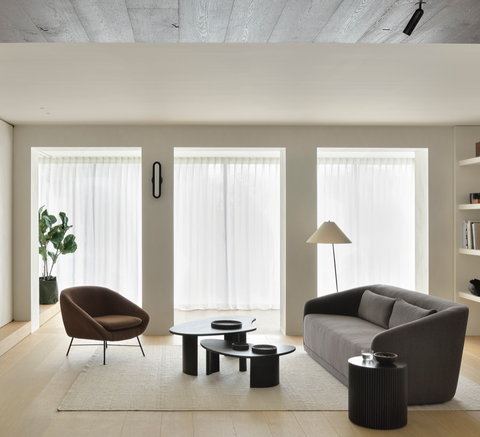 Boomerang coffee table, 49.5"-Mahogany Dark Brown