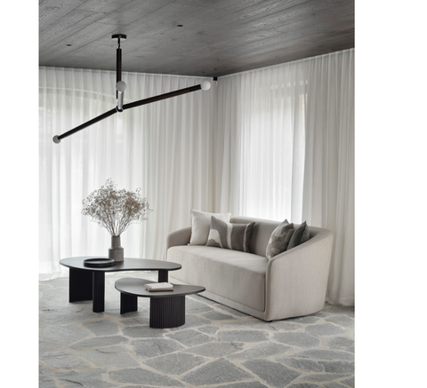 Boomerang coffee table, 35.5"-Mahogany Dark Brown