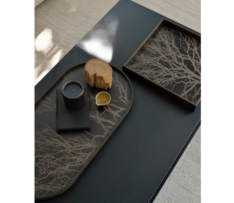 Tree wooden tray - Black - Small