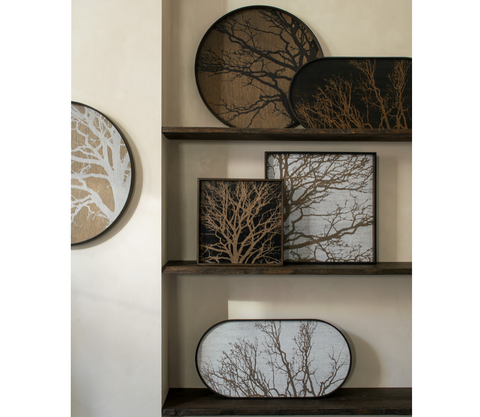 Tree wooden tray - Black - Small