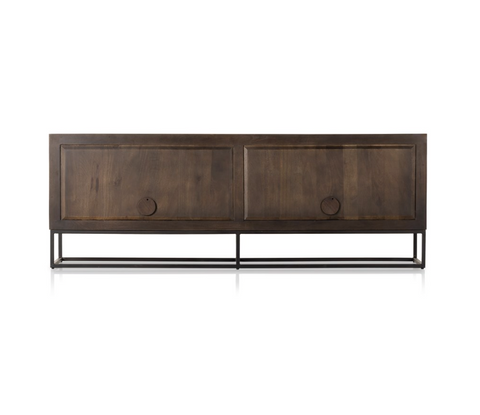 Kelby Closed Media Console-Carved Vintage Brown
