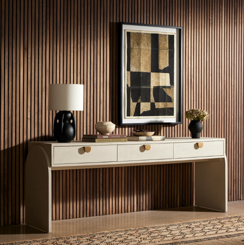 Cressida Console Table - Ivory Painted Linen