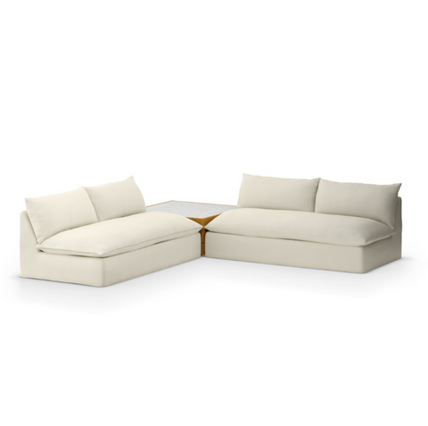Grant Outdoor 2Pc Sectional w/ Coffee Table- Faye Cream