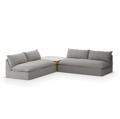 Grant Outdoor 2Pc Sectional w/ Coffee Table- Faye Ash