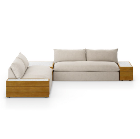 Grant Outdoor 2Pc Sectional w/ Coffee & End Table- Faye Sand