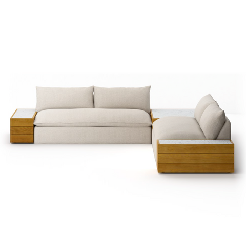 Grant Outdoor 2Pc Sectional w/ Coffee & End Table- Faye Sand