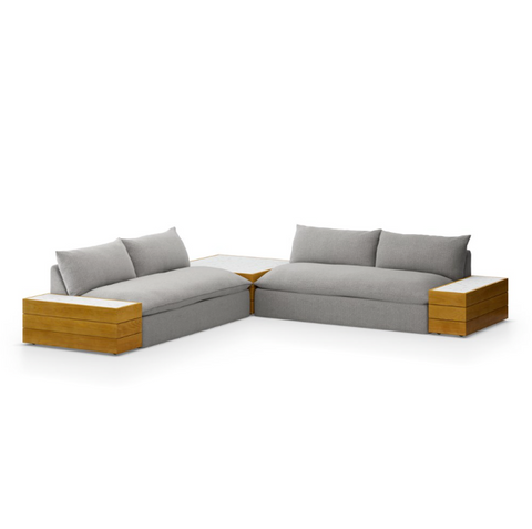 Grant Outdoor 2Pc Sectional w/ Coffee & End Table- Faye Ash