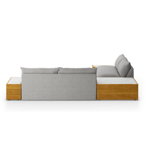 Grant Outdoor 2Pc Sectional w/ Coffee & End Table- Faye Ash