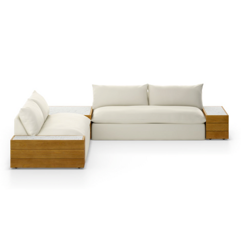 Grant Outdoor 2Pc Sectional w/ Coffee & End Table- Faye Cream