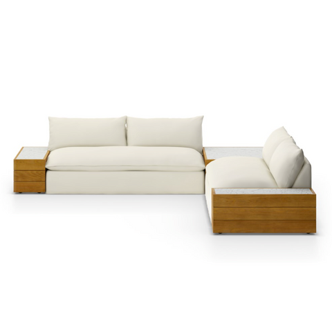 Grant Outdoor 2Pc Sectional w/ Coffee & End Table- Faye Cream