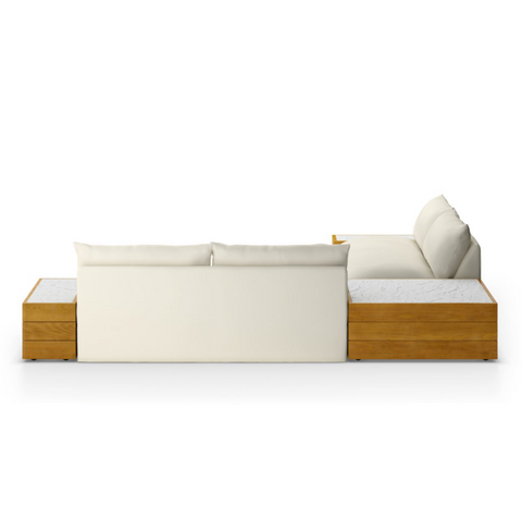 Grant Outdoor 2Pc Sectional w/ Coffee & End Table- Faye Cream