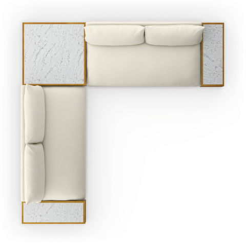 Grant Outdoor 2Pc Sectional w/ Coffee & End Table- Faye Cream