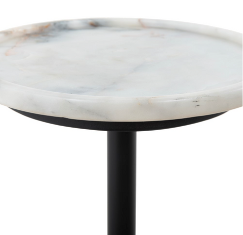 Viola Accent Table-Polished White Marble