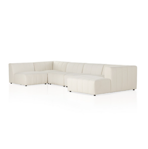Langham Channeled 5Pc RAF Chaise Sectional-Fayette Cloud