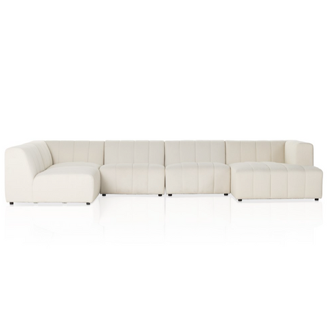 Langham Channeled 5Pc RAF Chaise Sectional-Fayette Cloud