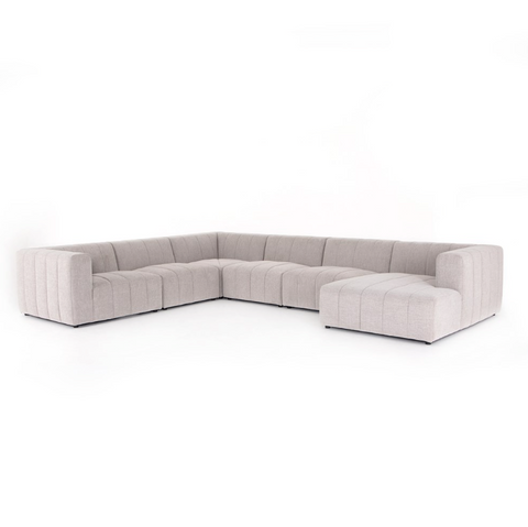Langham Channeled 6Pc RAF Chaise Sectional-Napa Sandstone