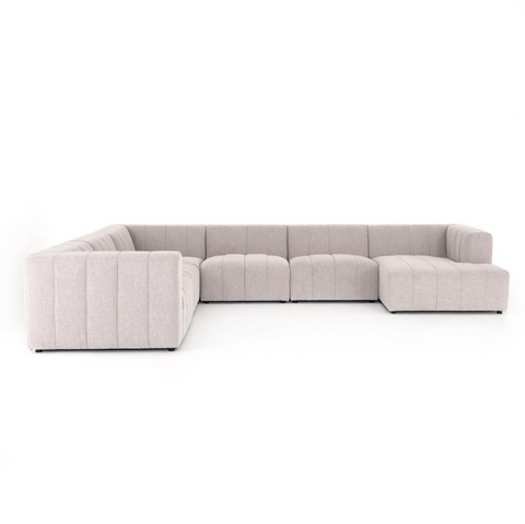Langham Channeled 6Pc RAF Chaise Sectional-Napa Sandstone