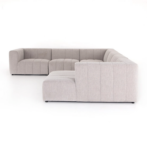 Langham Channeled 6Pc RAF Chaise Sectional-Napa Sandstone
