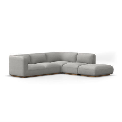 Mabry 4Pc RAF Sectional w/ Ottoman - Gibson Silver