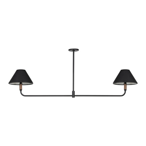 Cullen Linear Double Pendant - Black Leather