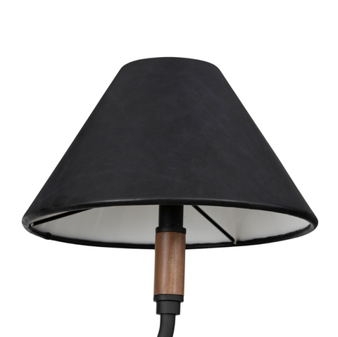 Cullen Linear Double Pendant - Black Leather