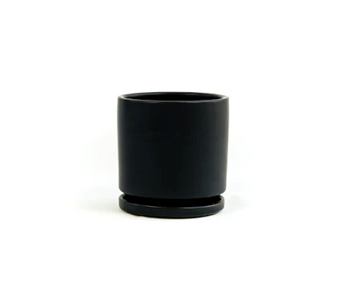 Cylinder Pots with Water Saucers - Black