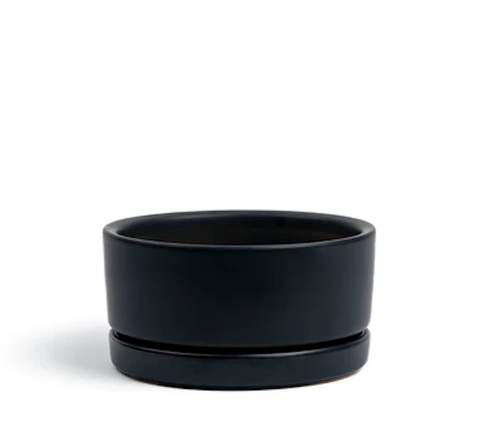 Low-Bowls with Water Saucers - Black