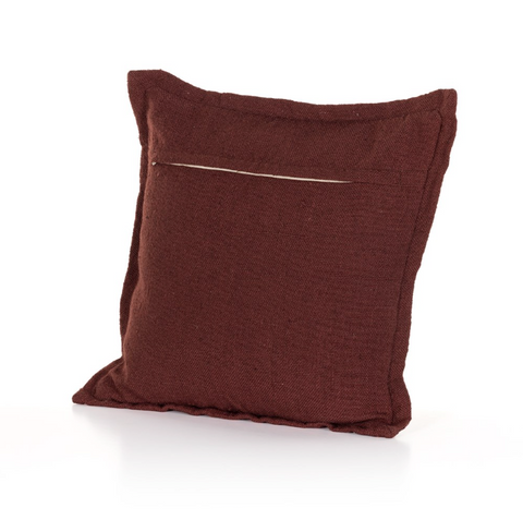 Baja Outdoor Pillow - Dark Ruby Faux Linen
