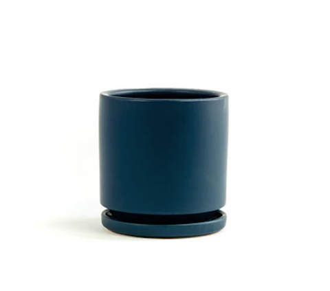 Cylinder Pots with Water Saucers - Midnight