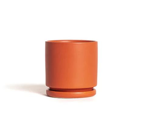 Cylinder Pots with Water Saucers - Rust