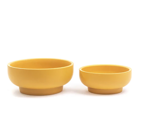 Pedestal Home and Garden Bowls - Mustard