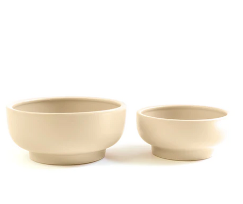 Pedestal Home and Garden Bowls - Almond