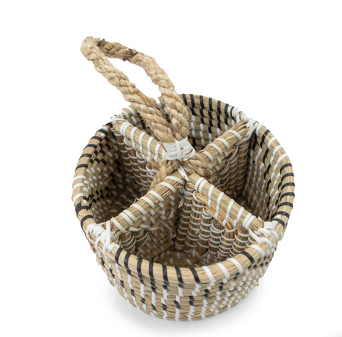 Black & White Seagrass Utensil Holder