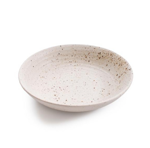 Shallow Ribbed Ceramic Pasta Bowl