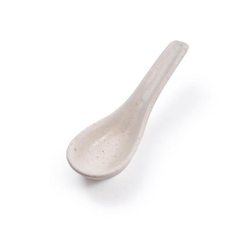 Ribbed Ceramic Speckled Soup Spoon